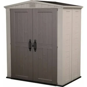 Keter Factor 6' x 3' Resin Storage Shed, All-Weather Plastic Outdoor Storage, Beige/Taupe