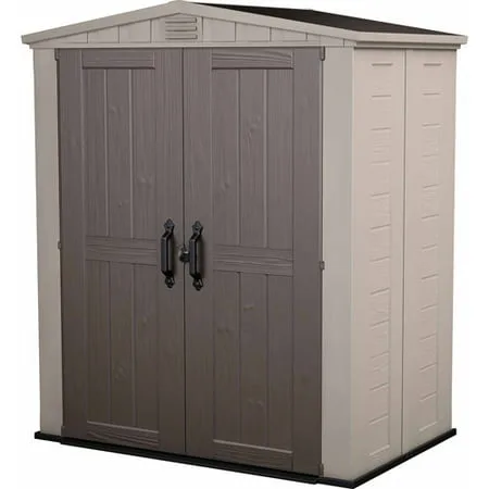 Keter Factor 6' x 3' Resin Storage Shed, All-Weather Plastic Outdoor Storage, Beige/Taupe