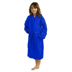Terry Hooded Kids Robes, Bathrobes, Medium, Royal Blue