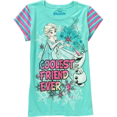 Disney Frozen Girls' Coolest Friend Ever Short Sleeve Crew Neck Graphic T-Shirt