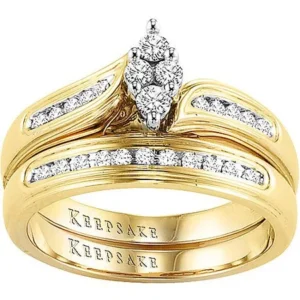 Keepsake Romantic Embrace 1/4 Carat T.W. Certified Diamond, 10kt Yellow Gold Bridal Set
