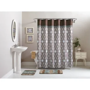 Better Homes and Gardens 15-Piece Geometric Bath Set, Shower Curtain and Bath Rugs