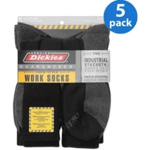 Dickies - Men's Dri-Tech Comfort Crew Work Socks, 5-Pack