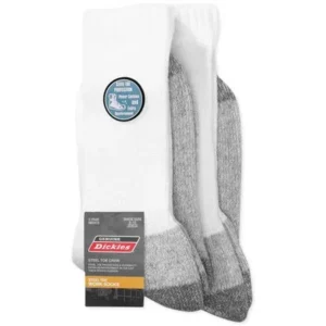 Genuine Dickies Big and Tall Men's Steel Toe Crew Work Socks, 2-Pack