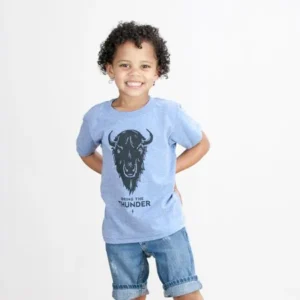 Unisex Boys Girls Bring The Thunder Tee Shirt OKC Oklahoma City Kids Children Toddler Baby Athletic Blue by Shop Good