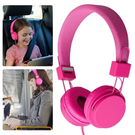 EEEKit Kids Over Wired Ear Headphone, School Child Foldable Corded On Ear Headsets Earphones with Microphone for Samsung Tablet and Other Devices