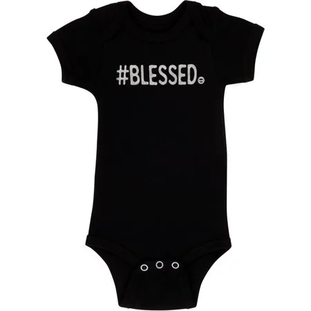 Baptism Christening Baby Gifts Clothes Fayfaire Boutique Boy or Girl Baby Gift "#Blessed" Black 0-6M Bodysuit