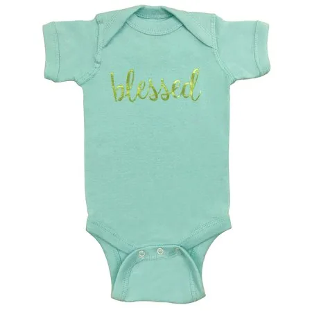 baptism gifts christening baby clothes - fayfaire boutique boy or girl baby gift "blessed" aqua 0-6m