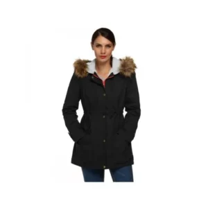 Womens Winter Warm Hooded Faux Fur Lined Parka Jacket Drawstring Long Coats