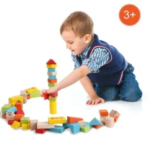 52 PCS Baby Educational Toys Wooden Blocks Set Stacking Block Colorful Digital Building Learning Block