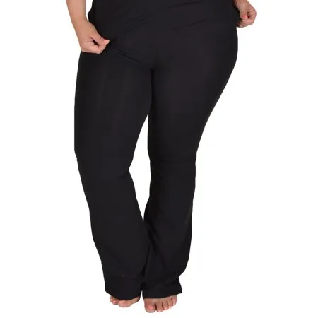 Plus Size Cotton Yoga Pants - X-Large (12-14) / Black