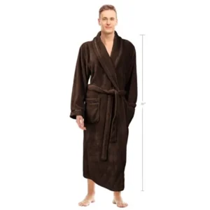 Napa Men's Super Soft Warm Microfiber Fleece Plush Bathrobe Lightweight Spa Shawl Robe Sleepwear