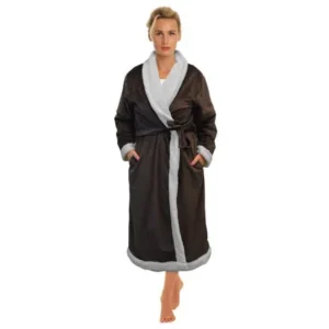 Napa Women's Super Soft Warm Sherpa Bathrobe Micro Fleece Kimono Collar Plush Thick Spa Robe Sleepwear with Side Pockets
