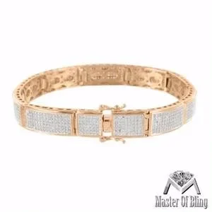 Designer Bracelet For Men Exclusive With 14k Rose Gold Finish Simulated Diamo