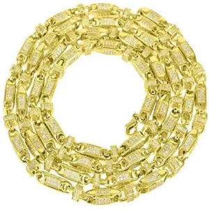 Mens Bullet Style Link Designer Necklace Chain With 14k Yellow Gold Finish Sale