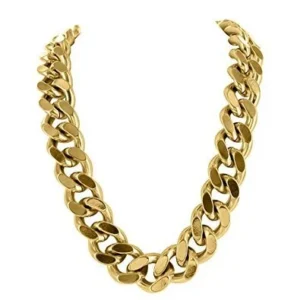 400 GM Mens Miami Cuban Chain With 14k Yellow Gold Finish For Sale