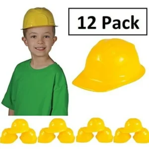 Construction Hat Toy -12 Pack Yellow, For Kids, Boys, Girls, Halloween, Themed Events, Props, Costume, & Dress Up â€“ Kidsco