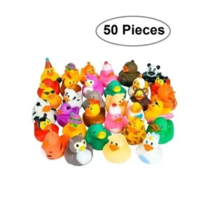 Rubber Ducks -50 Assorted Pieces-2 Inch - For Kids, Party Favors, Gift, Birthdays, Baby Showers, Baby Bath Toys, Bath Time, Easter Party Favors, And More - Kidsco