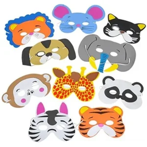 Kidsco - 12 Assorted Foam Funny Animal Mask - For Kids & All Ages, Party, Halloween, Dress-Up, Prop, Costume With Elastic Strap