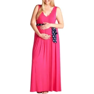 Mommylicious Tie-Sash Maternity Plus Maxi Dress