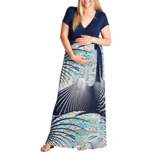 Mommylicious Maternity Plus Wrap Spiral Maxi Dress