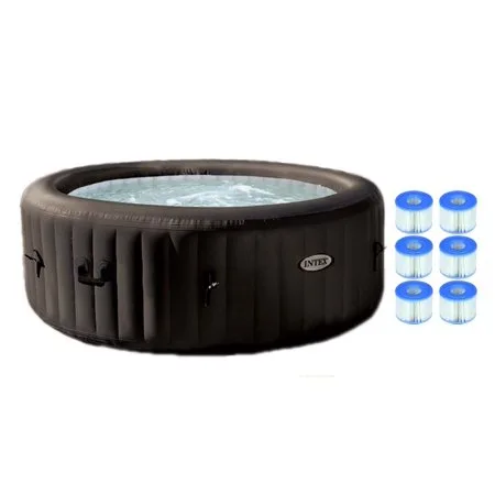 Intex Pure Spa 4-Person Inflatable Jet Massage Hot Tub w/ Six Filter Cartridges