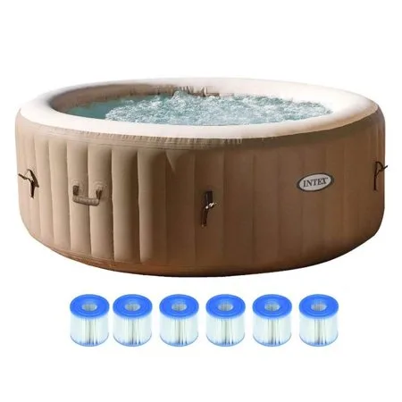 Intex Portable Outdoor 4 Person Inflatable Hot Tub Spa Jet Pool with 6 Filters