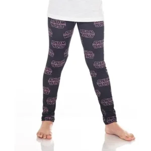 Star Wars Little Girls and Tweens Black Logo Legging (Medium)