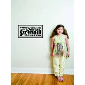 Custom Wall Decal s & Stickers : Work : Exercise : Persistance : Muscle : Power : Strength : Fitness Vinyl Wall Quote - 20x26"