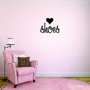 Custom Wall Decal Sticker Heart Shoes Teen Girls Fashion Wardrobe Bedroom Closet Quote Home Decor 20 x 20"