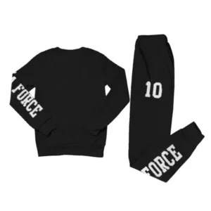 Casual Black Sports Wear Pullover Tracksuits for Women, Womens 2Pcs Tracksuit Sets with Hoodies Sweatshirt & Pants, S