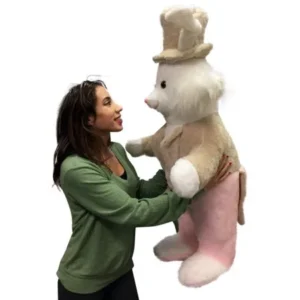 American Made Giant Stuffed Bunny Rabbit Wearing Tuxedo 4 Feet Tall Pink Pants Big Plush Rabbit