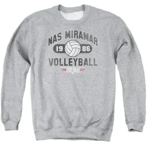 TOP GUN/NAS MIRAMAR VOLLEYBALL - ADULT CREWNECK SWEATSHIRT - ATHLETIC HEATHER - XL