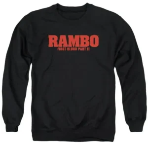 RAMBO:FIRST BLOOD II/LOGO - ADULT CREWNECK SWEATSHIRT - BLACK - LG