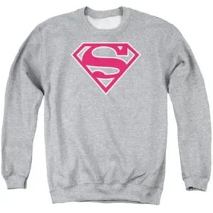 SUPERMAN/RED &AMP; WHITE SHIELD - ADULT CREWNECK SWEATSHIRT - ATHLETIC HEATHER - 2X