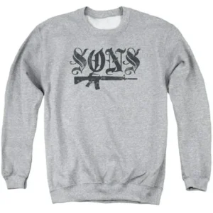 SONS OF ANARCHY/WORN SON - ADULT CREWNECK SWEATSHIRT - ATHLETIC HEATHER - XL