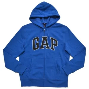 GAP Mens Fleece Arch Logo Full Zip Hoodie (XL, Blue)