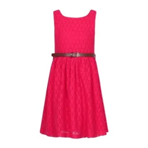 Richie House Girls' Sweet Lace Sleeveless Dress with Belt RH2588