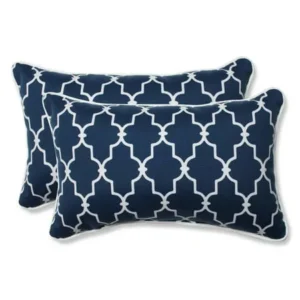 Pillow Perfect Outdoor/ Indoor Garden Gate Navy Rectangular Throw Pillow (Set of 2)