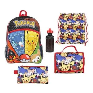 5 Items Pokemon Pikachu 16" Large Backpack With Lunch Bag-Case-Water Bottle?