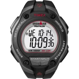 Timex Men's Ironman Classic 30 Oversized Black/Gray/Red Watch, Resin Strap