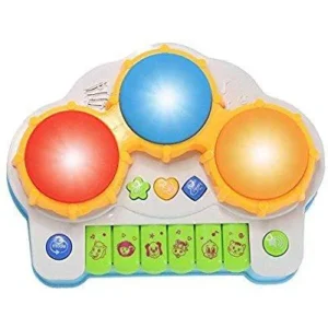 baby toy piano music keyboard birthday gift, amenon hand drum toy with flash lights for toddler kids early educational learning