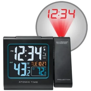 "La Crosse Technology Projection 5"" Color LCD Alarm Clock with Temperature, Black"