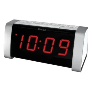 Timex T235W AM/FM Dual Alarm Clock Radio with Jumbo 1.8" LED Display and AUX Input, White