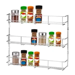 3 Tiers Iron Kitchen Wall Mount Storage Seasoning Rack Spice Condiment Holder Door Spice Rack Cabinet Organizer Storage