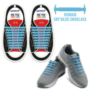 Homar No Tie Elastic Shoelaces for Athletes Adults- Best in Sports Fan Shoelaces - Rubber Flat Shoe Laces Perfect for Sneaker Boots Oxford and Casual Shoes - Sky Blue