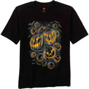 Boys Black Glow In The Dark Scary Pumpkin Scene T-Shirt