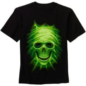 Boys Black Glow In The Dark Skull T-Shirt