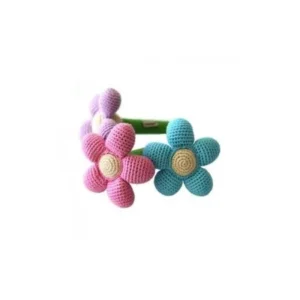 Organic Baby Rattle Flower - Toy flower teether 1 Blue