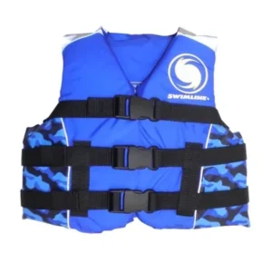 USCG Approved Water or Swimming Pool Cool in Blue Camouflage Child Life Vest for Boys - Up to 90lbs